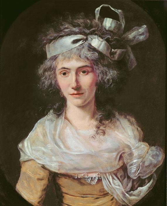 Portrait of a Woman (Theroigne de Mericourt)?, vintage artwork by French School 18th Century - Unknown, 12x8" (A4) Poster