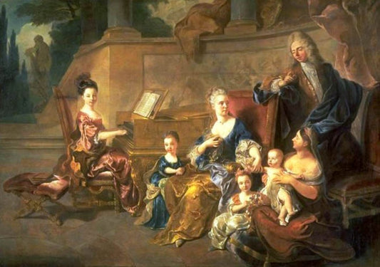 The Franqueville Family, vintage artwork by Jean-François de Troy, 12x8" (A4) Poster