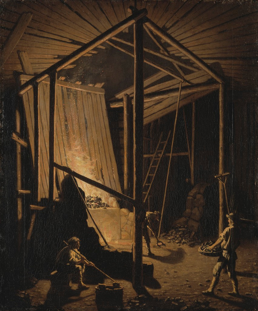 Copper Foundry at the Falun Mine, vintage artwork by Pehr Hilleström, 12x8" (A4) Poster
