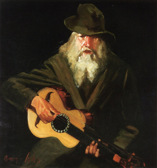 Hobo Musician, vintage artwork by George Luks, 12x8" (A4) Poster