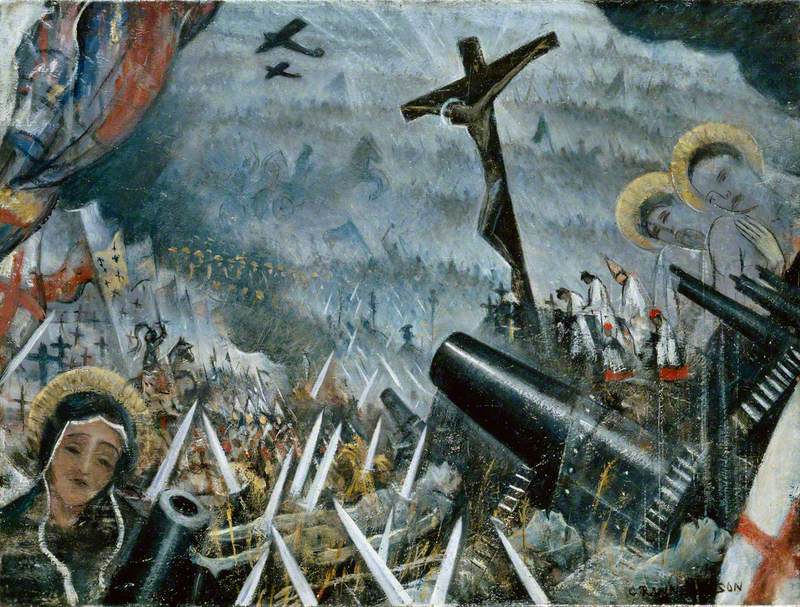 The Unending Cult of Human Sacrifice, vintage artwork by Christopher Nevinson, 12x8" (A4) Poster
