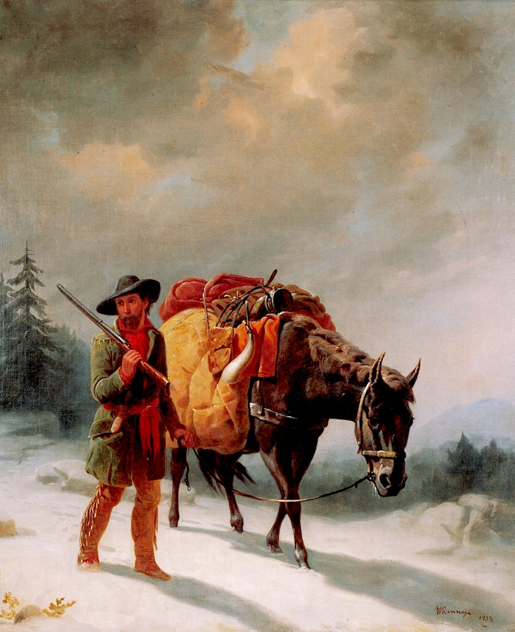 A Trapper Crossing the Mountains, vintage artwork by William Tylee Ranney, A3 (16x12") Poster Print