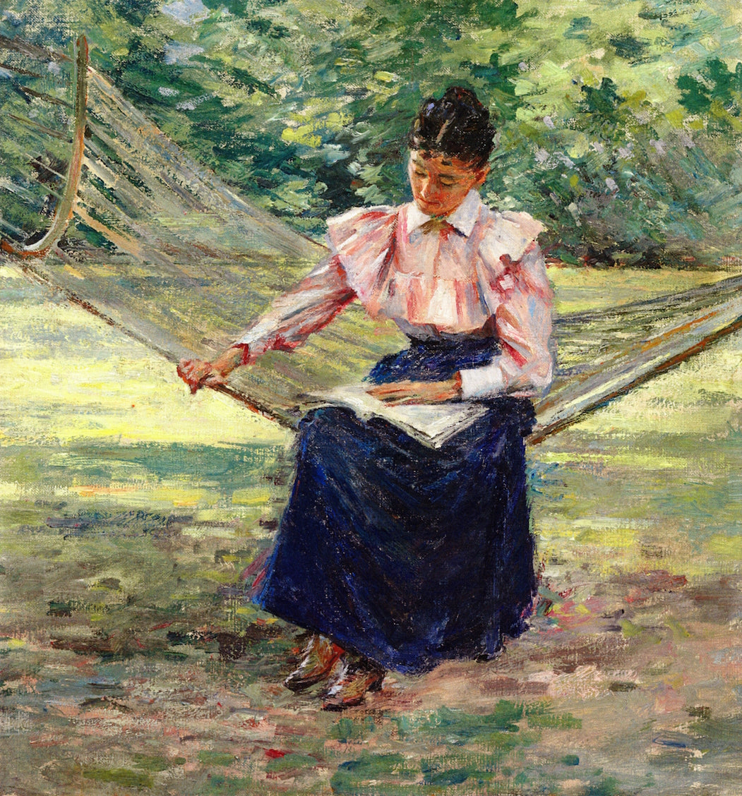 Girl in Hammock, vintage artwork by Theodore Robinson, 12x8" (A4) Poster