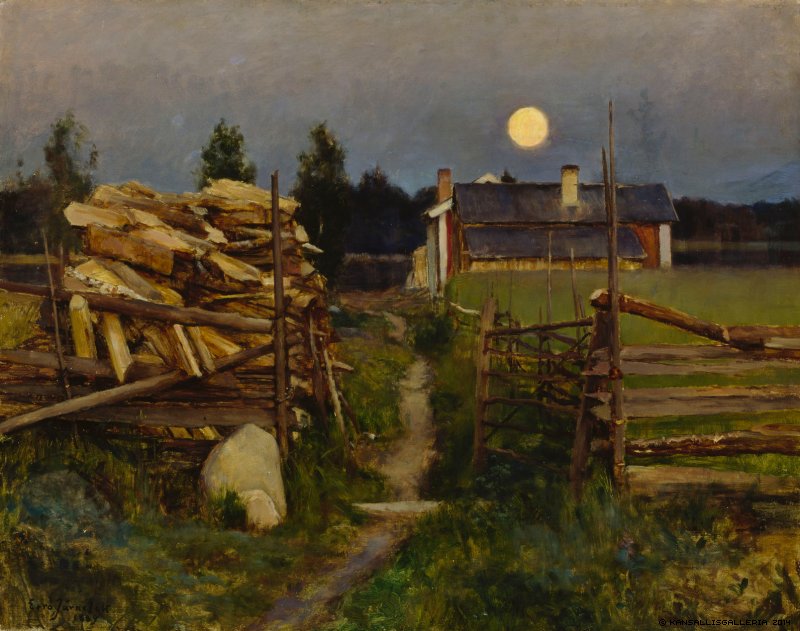 Summer Night Moon, vintage artwork by Eero Järnefelt, 12x8" (A4) Poster