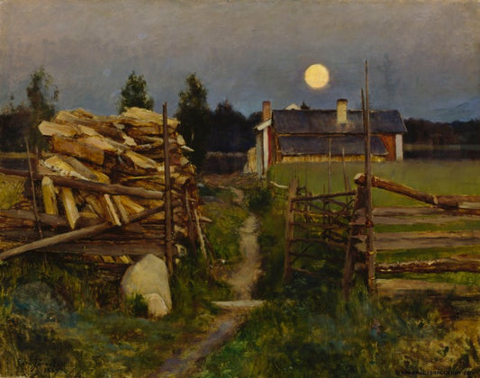 Summer Night Moon, vintage artwork by Eero Järnefelt, 12x8" (A4) Poster