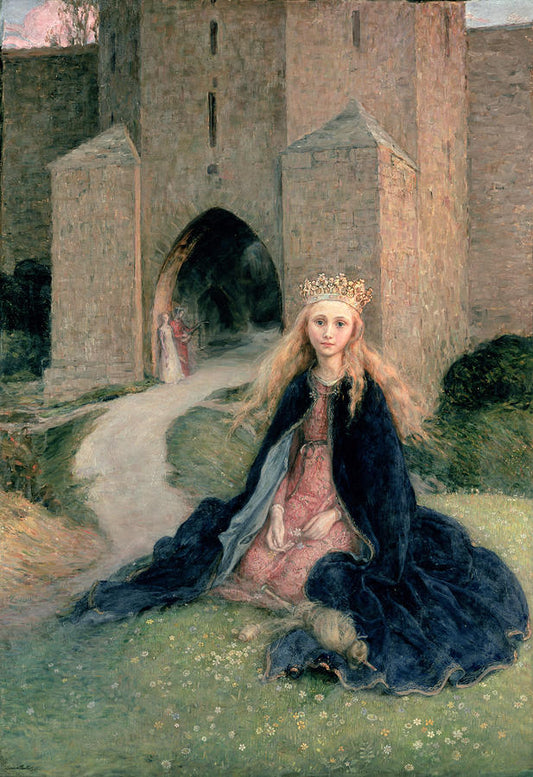Princess with a spindle, vintage artwork by Hanna Hirsch-Pauli, 12x8" (A4) Poster