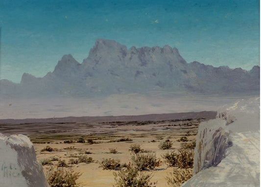 Franklin Mountains, West Texas, vintage artwork by Audley Dean Nichols, 12x8" (A4) Poster