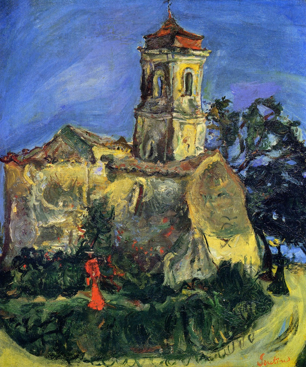 Church at Cagnes, vintage artwork by Chaim Soutine, 12x8" (A4) Poster