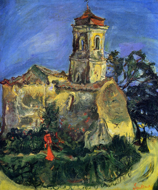 Church at Cagnes, vintage artwork by Chaim Soutine, 12x8" (A4) Poster