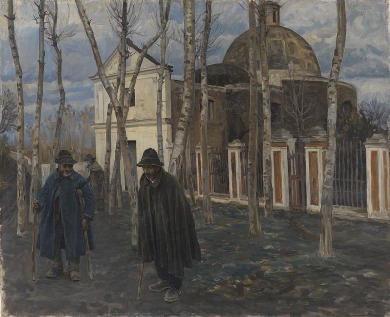 Beggars outside S. Giuliano, near Pompeii by Peter Hansen,A3(16x12")Poster