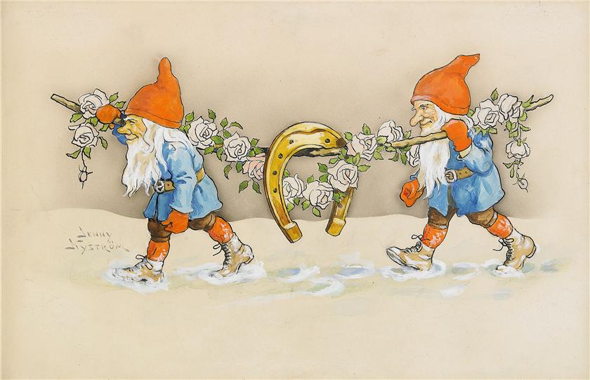 Dwarves with a Horseshow by Jenny Nystrom,A3(16x12")Poster