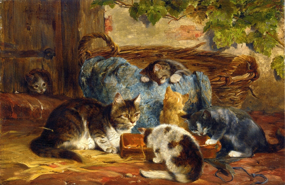 The Kittens' Supper by Julius Adam,A3(16x12")Poster