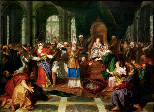 Athaliah Expelled from the Temple (first version), vintage artwork by Antoine Coypel II, 12x8" (A4) Poster