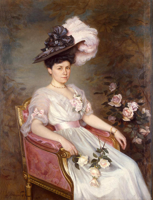 Portrait of S. M. Rayevskaya, vintage artwork by Victor Shtemberg, 12x8" (A4) Poster