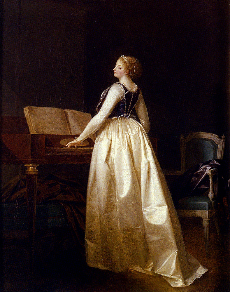 A Lady Playing the Virginal, vintage artwork by Attributed to Henri-Nicolas van Gorp, 12x8" (A4) Poster