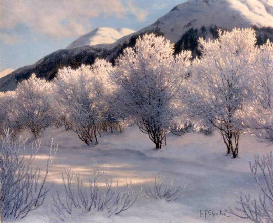 Hiver, Haute Savoie, Suisse, vintage artwork by Ivan Fedorovich Choultse, 12x8" (A4) Poster