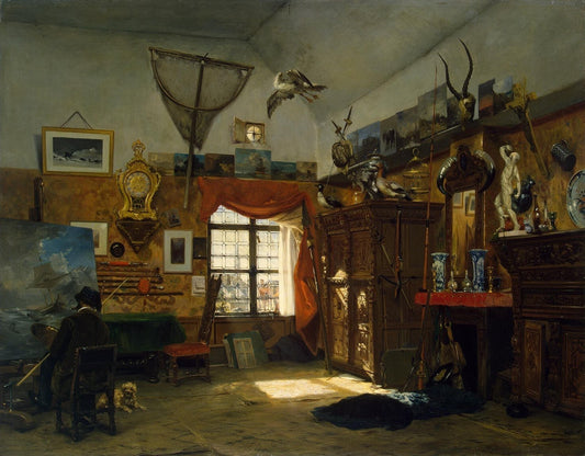 Painter's Studio, vintage artwork by Jean-Baptiste van Moer, A3 (16x12") Poster Print