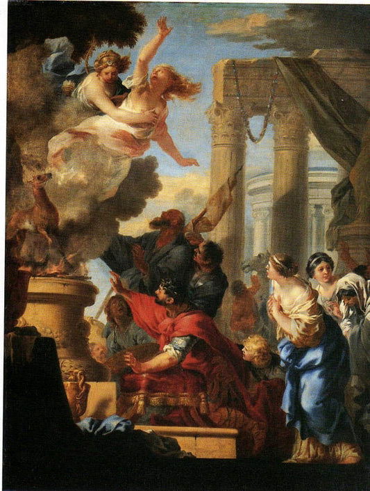 The Sacrifice of Iphigeneia, vintage artwork by Sebastien Bourdon, 12x8" (A4) Poster