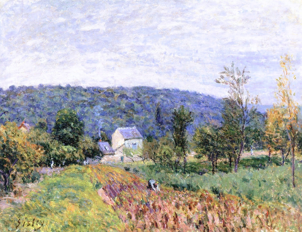 An Autumn Evening near Paris, vintage artwork by Alfred Sisley, 12x8" (A4) Poster
