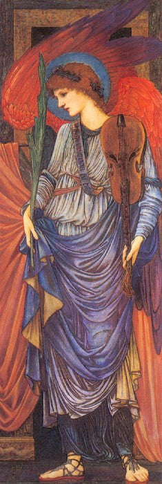 A Musical Angel, vintage artwork by Sir Edward Burne-Jones, 12x8" (A4) Poster