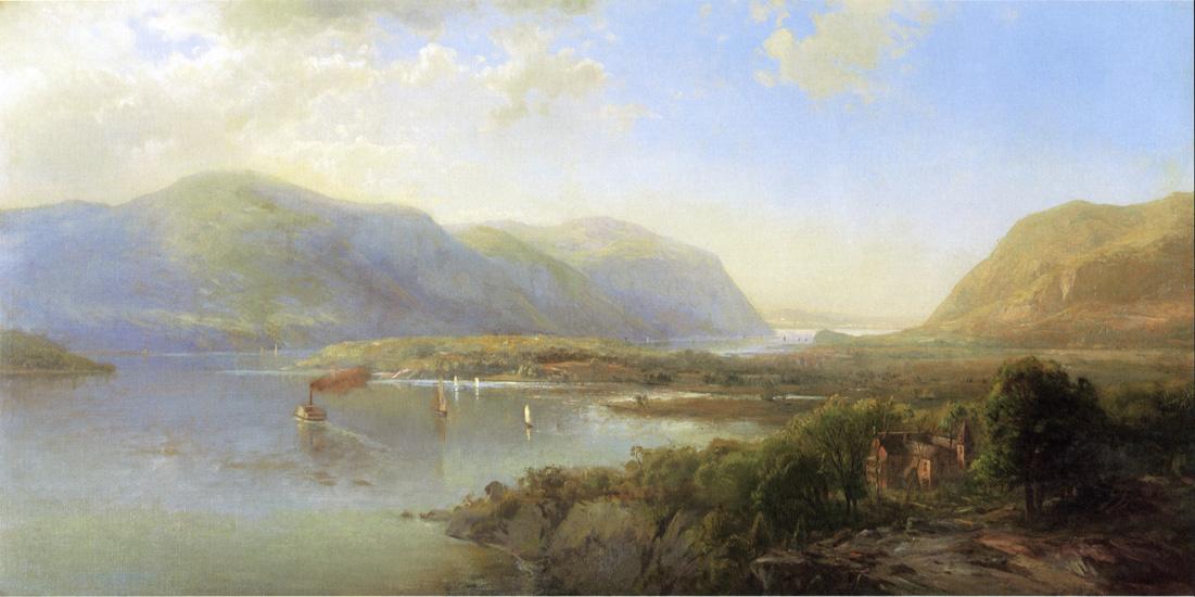 Highlands of the Hudson Near Westpoint, vintage artwork by Hermann Fuechsel, 12x8" (A4) Poster