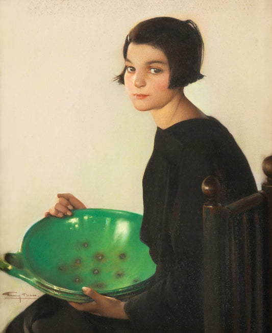 Petite fille du Condroz, vintage artwork by Firmin Baes, 12x8" (A4) Poster