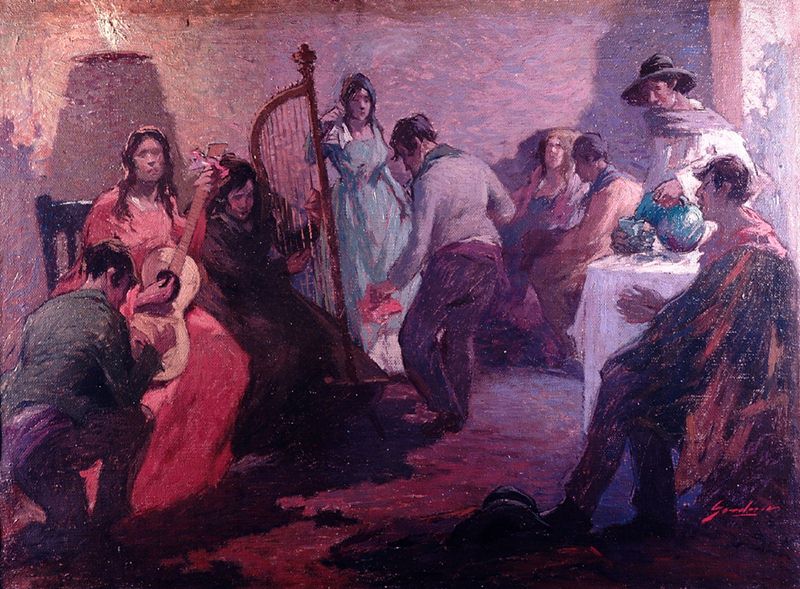 La zamacueca, vintage artwork by Arturo Gordon Vargas, 12x8" (A4) Poster