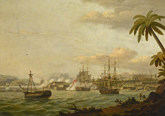 The Capture of Fort Royal, 20 March 1794, vintage artwork by Thomas Luny, 12x8" (A4) Poster