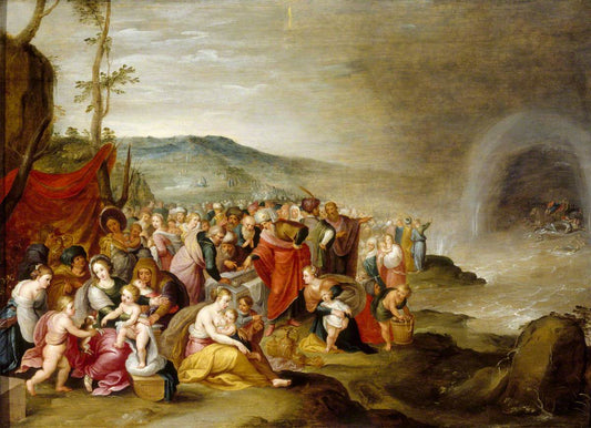 The Israelites after the Crossing of the Red Sea, with Joseph's Corpse in the Tomb, vintage artwork by Frans Francken the Younger, 12x8" (A4) Poster