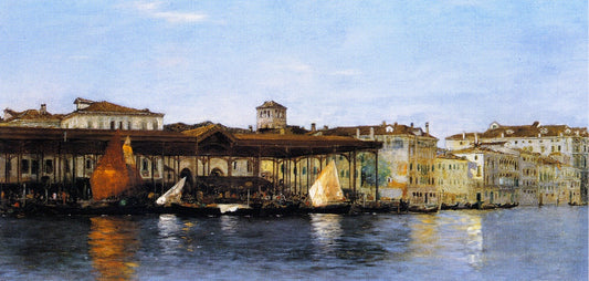 Venice Fishmarket, vintage artwork by Warren W. Sheppard, 12x8" (A4) Poster