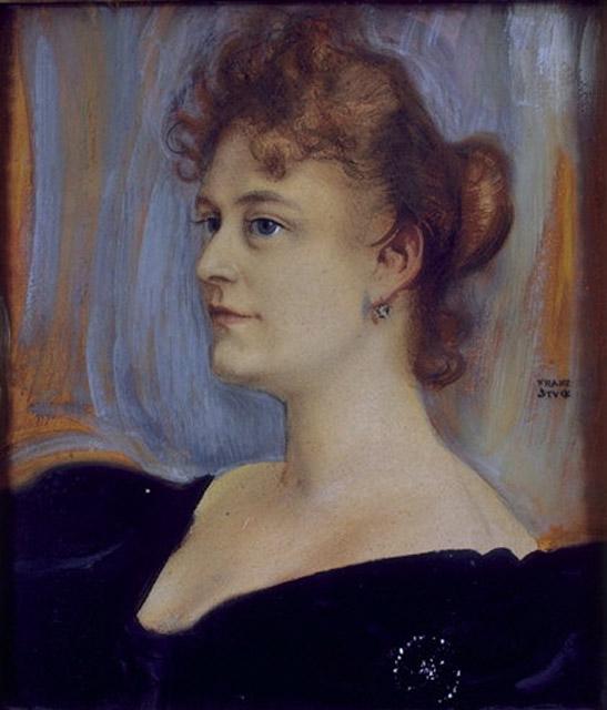 Portrait of Lillian Sanderson, vintage artwork by Franz von Stuck, 12x8" (A4) Poster