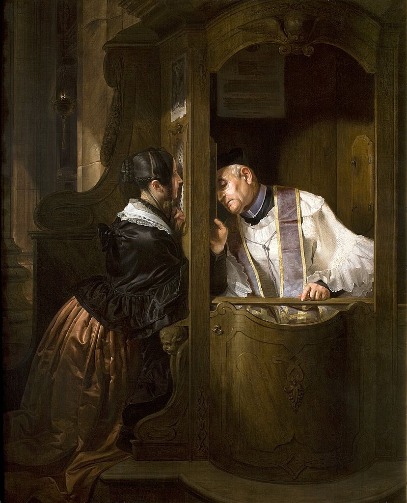 The Confession, vintage artwork by Giuseppe Molteni, A3 (16x12") Poster Print