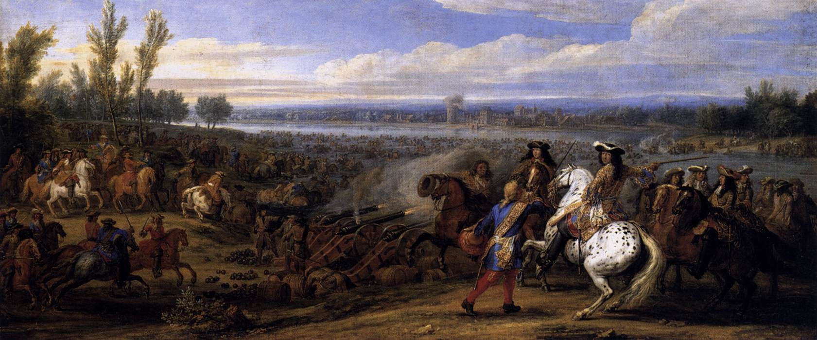 Crossing the Rhine, vintage artwork by Adam Frans van der Meulen, 12x8" (A4) Poster