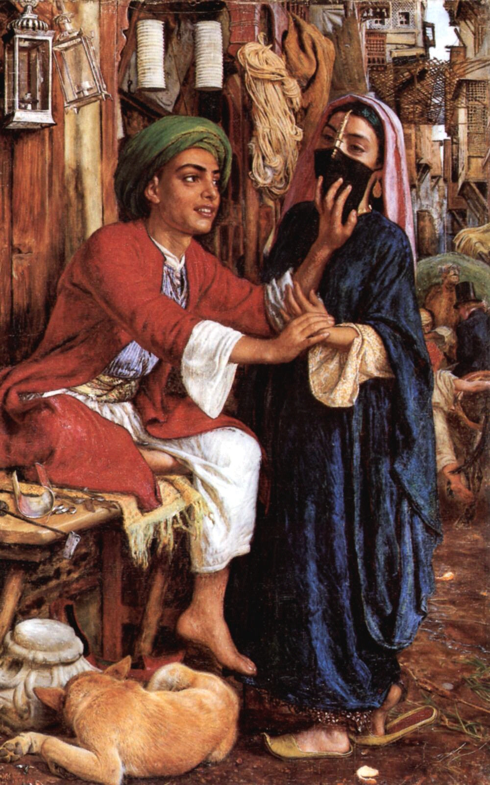 The Lantern Maker's Courtship, vintage artwork by William Holman Hunt, 12x8" (A4) Poster