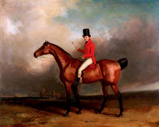 Mr A. W. Tudor (Master of Foxhounds), on Horseback, vintage artwork by Abraham Cooper, 12x8" (A4) Poster