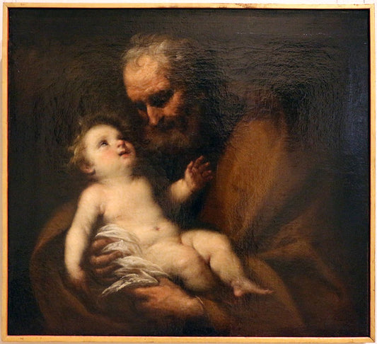 St. Joseph and Child, vintage artwork by Carlo Francesco Nuvolone, 12x8" (A4) Poster