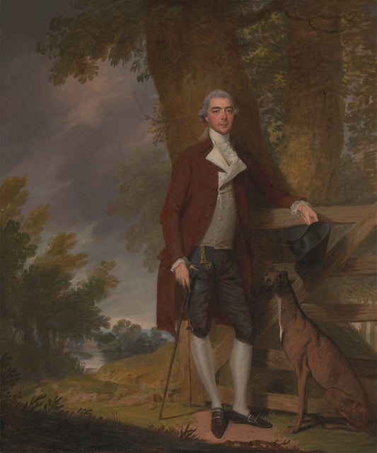 A Gentleman and his Dog in a Landscape, vintage artwork by Francis Wheatley, 12x8" (A4) Poster