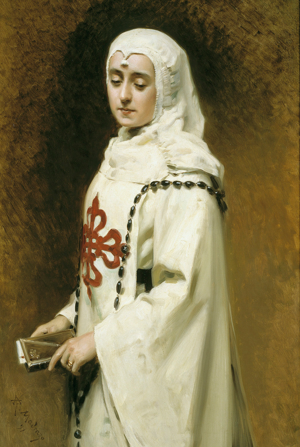 Portrait of Maria Guerrero as Doña Ines, vintage artwork by Raimundo de Madrazo y Garreta, 12x8" (A4) Poster