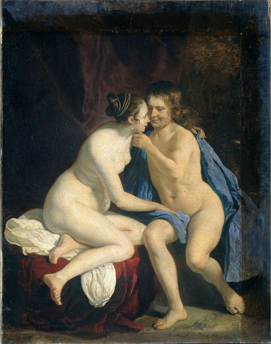 An Amorous Couple, vintage artwork by Attributed to Jacob Van Loo, 12x8" (A4) Poster