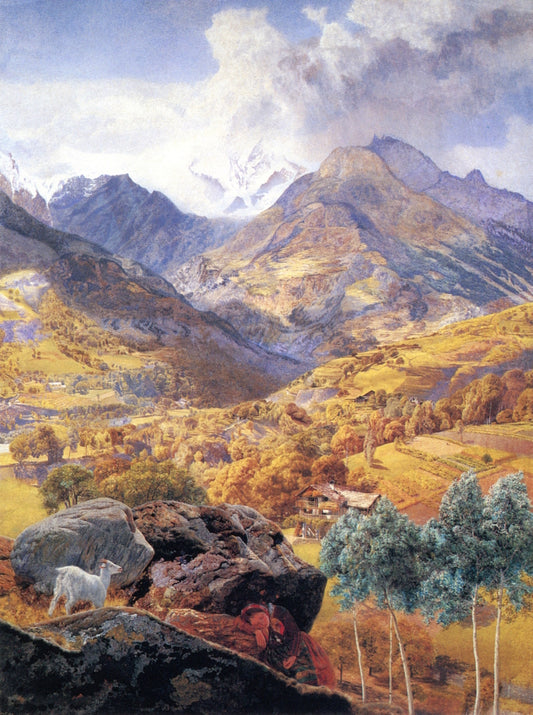 Va d'Aosta, vintage artwork by John Edward Brett, A.R.A., 12x8" (A4) Poster