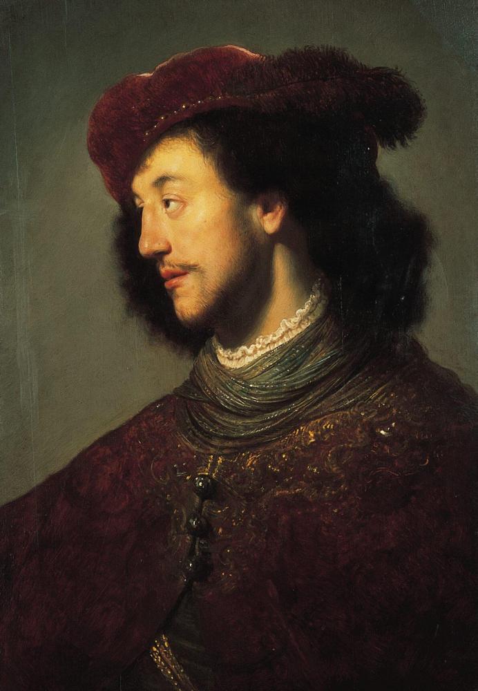 Young Man with Red Beret, vintage artwork by Jan Lievens, 12x8" (A4) Poster