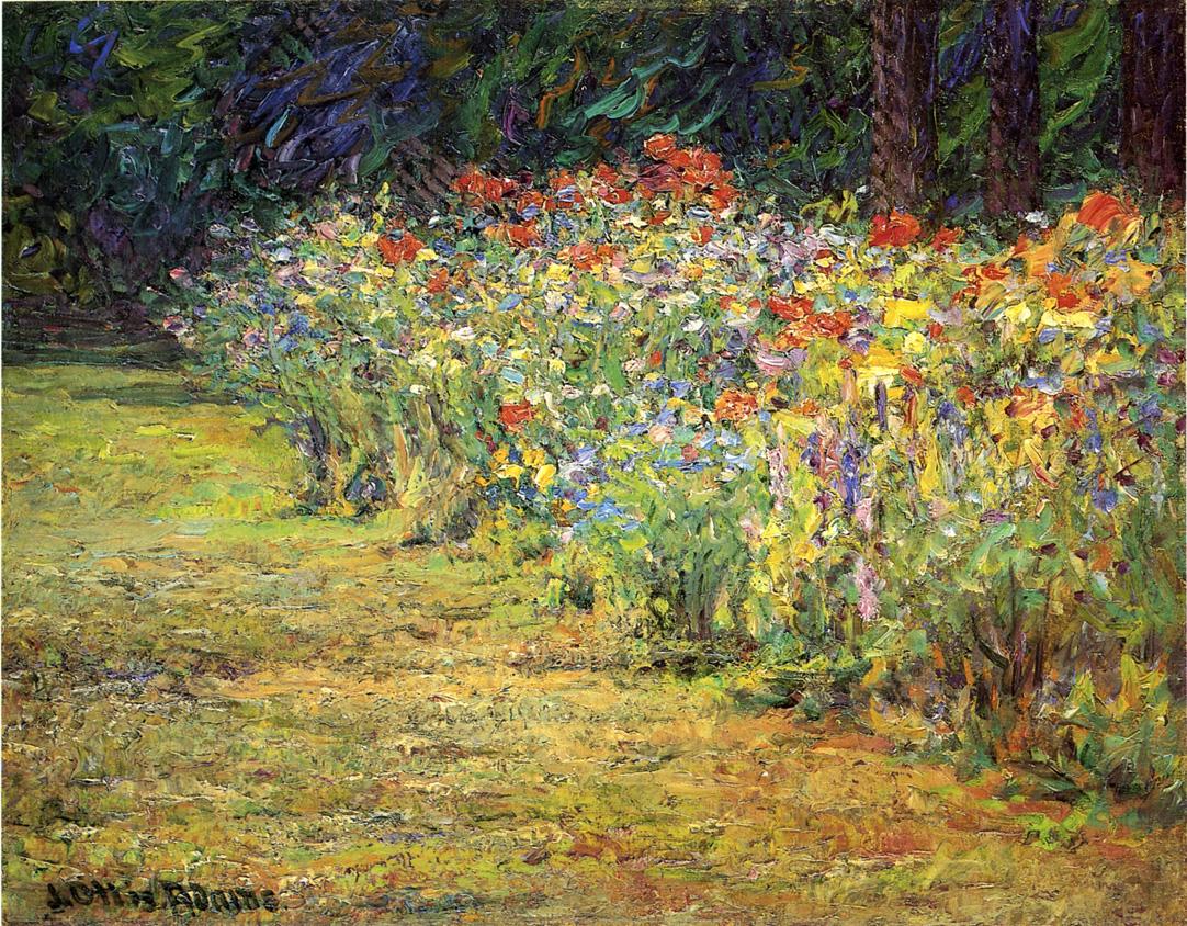 Flower Border by John Ottis Adams,A3(16x12")Poster