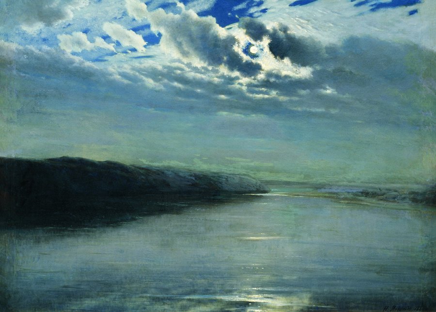 Night on the Kama River, vintage artwork by Nikolai Aleksandrovich Yaroshenko, 12x8" (A4) Poster