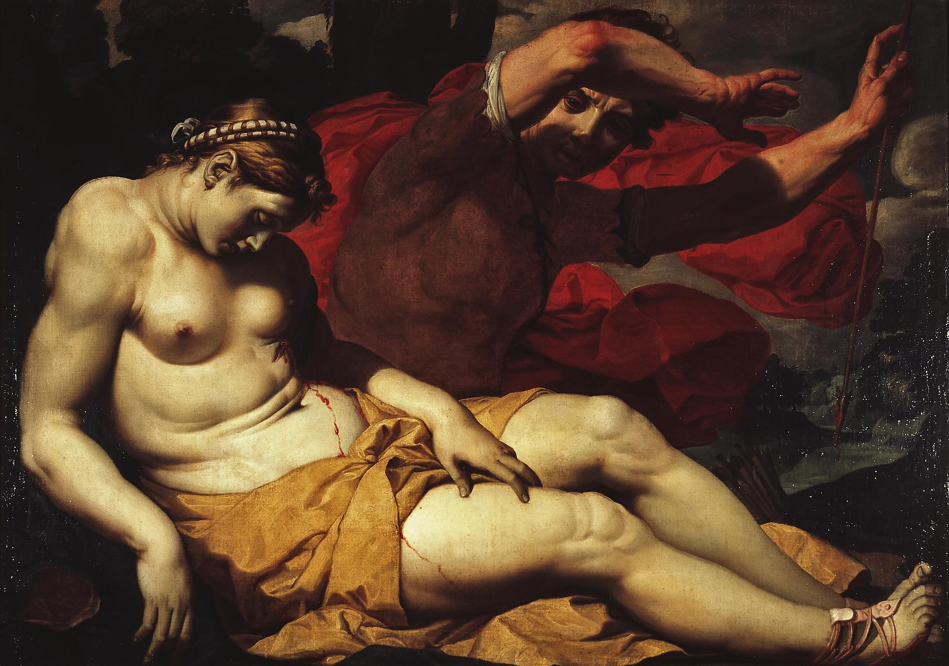 Cephalus and Procris, vintage artwork by Theodore Rombouts, 12x8" (A4) Poster