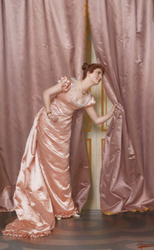 Eavesdropping, vintage artwork by Vittorio Reggianini, 12x8" (A4) Poster