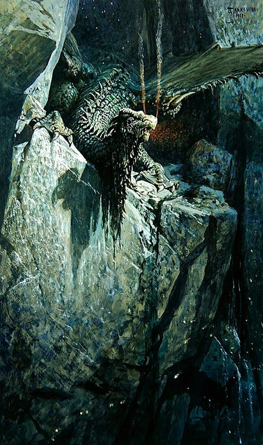 The Dragon's Cave, vintage artwork by Georg Janny, 12x8" (A4) Poster