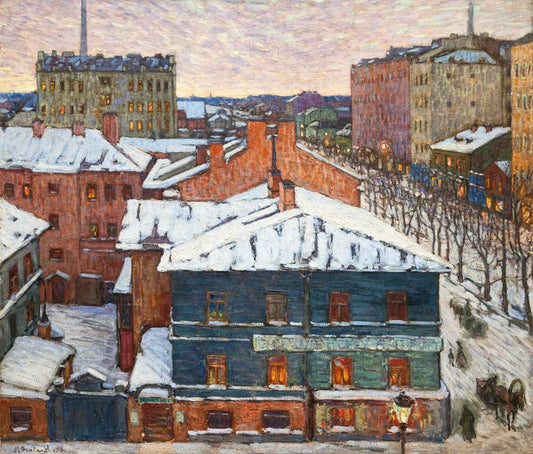 View of St. Petersburg, vintage artwork by Mikhail Demyanov, 12x8" (A4) Poster