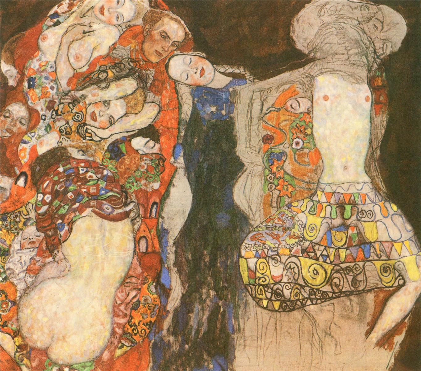 The Bride (unfinished), vintage artwork by Gustav Klimt, 12x8" (A4) Poster