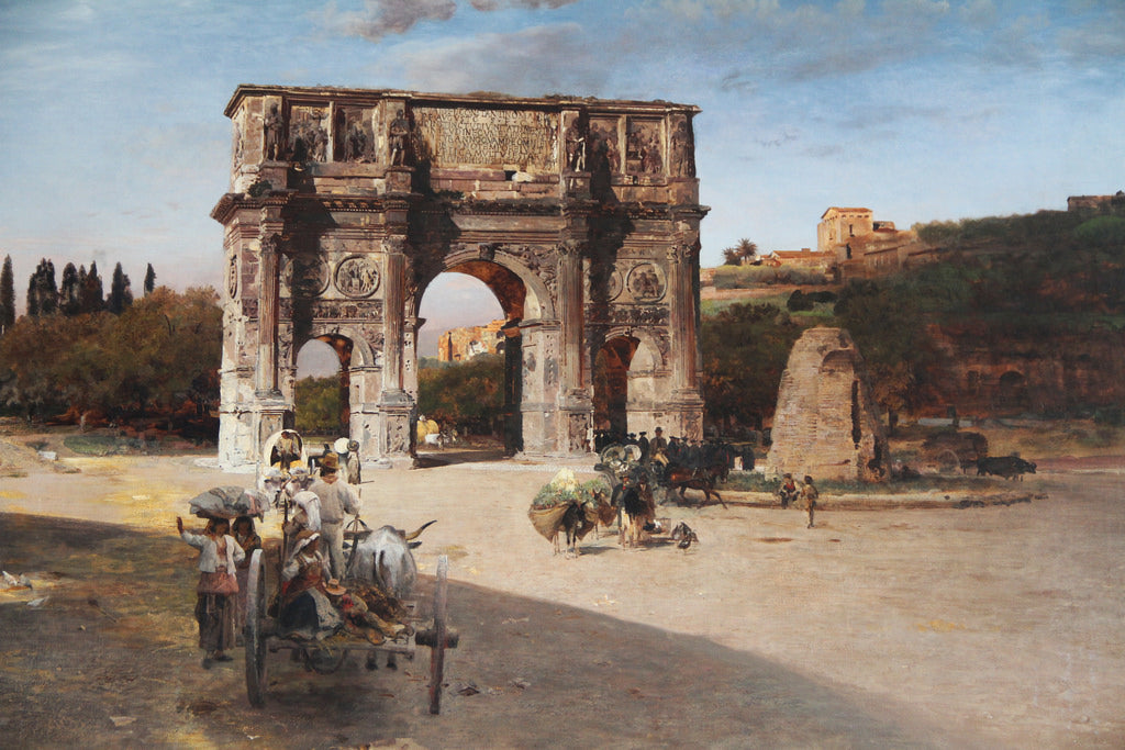 Constantine's Triumphal Arch in Rome, vintage artwork by Oswald Achenbach, 12x8" (A4) Poster