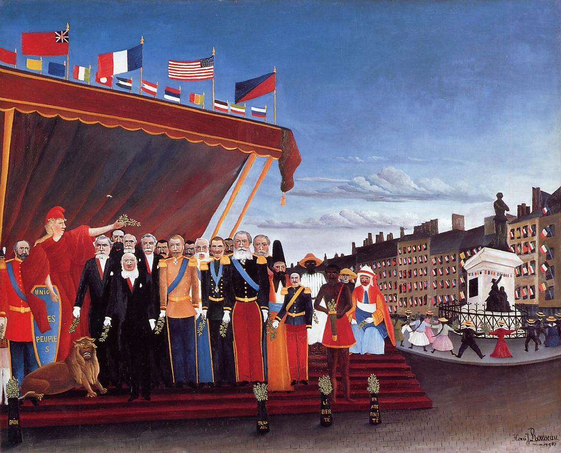 The Representatives of Foreign Powers Coming to Greet the Republic as a Sign of Peace, vintage artwork by Henri Rousseau, 12x8" (A4) Poster